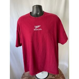 Miller High Life Embroidered Beer Tee Red XXL